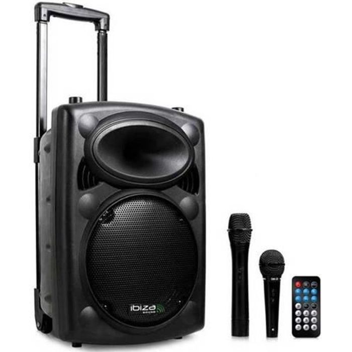 IBIZA SOUND PORT10VHF-BT Système de sonorisation portable autonome 25 cm avec USB - MP3, bt, rec, vox, 1 micro vhf & 1 filaire