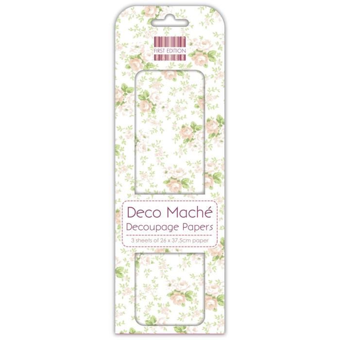 DECO MACHE 3 feuilles de papier découpage Summer Peach Rose