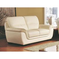 CANAPÉ - SOFA - DIVAN Canapé 2 places en cuir beige KALMIA CANAPÉ - SOFA - DIVAN Canapé 2 places en cuir beige KALMIA