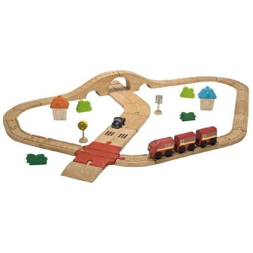 PLAN TOYS Jeu en bois Circuit Rails Routes