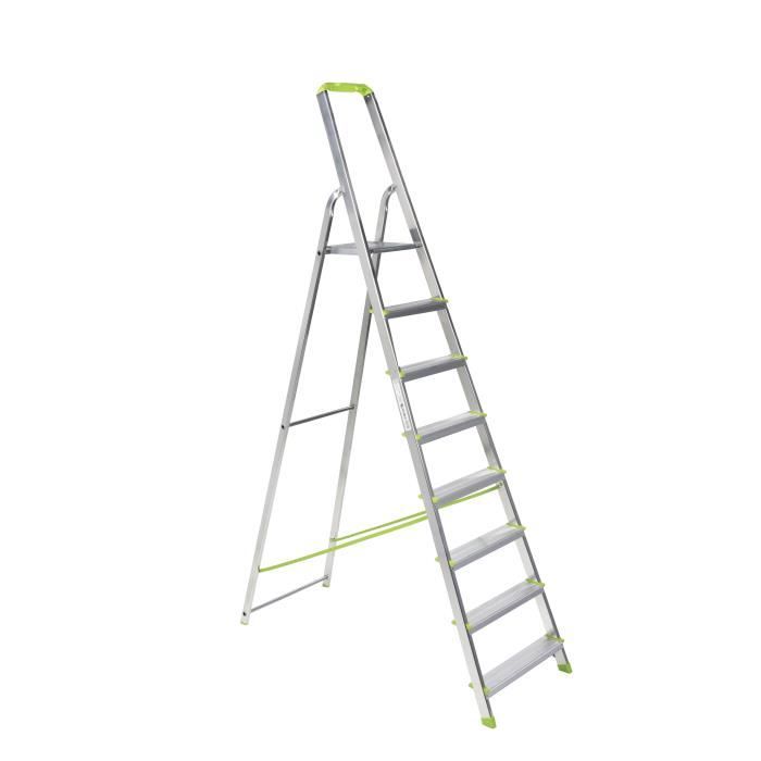 CENTAURE Escabeau en aluminium 8 marches avec tablette porte-outils