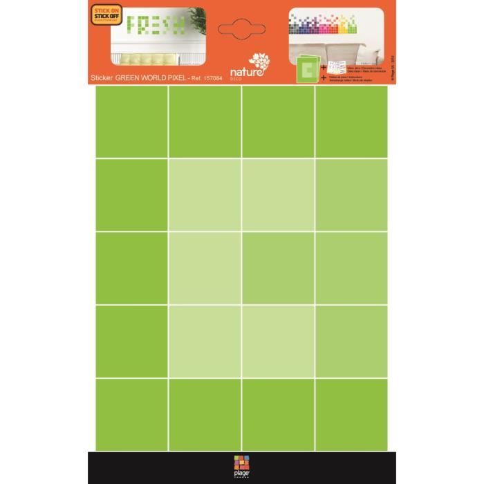 PLAGE Stickers adhésif mural Taille S - Green pixel2 planches 29,7 x 21 cm, divers motifs
