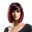 Perrque femme à cheveux raides lisses noir méché rouge perruque bob avec frange