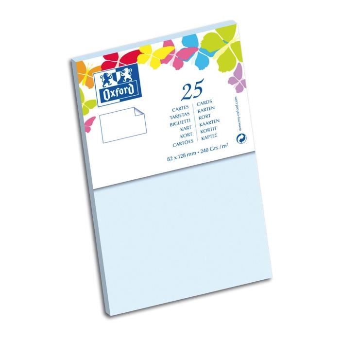 OXFORD 25 Cartes - 12,8 cm x 8,2 cm x 0,7 cm - 240g - Bleu ciel