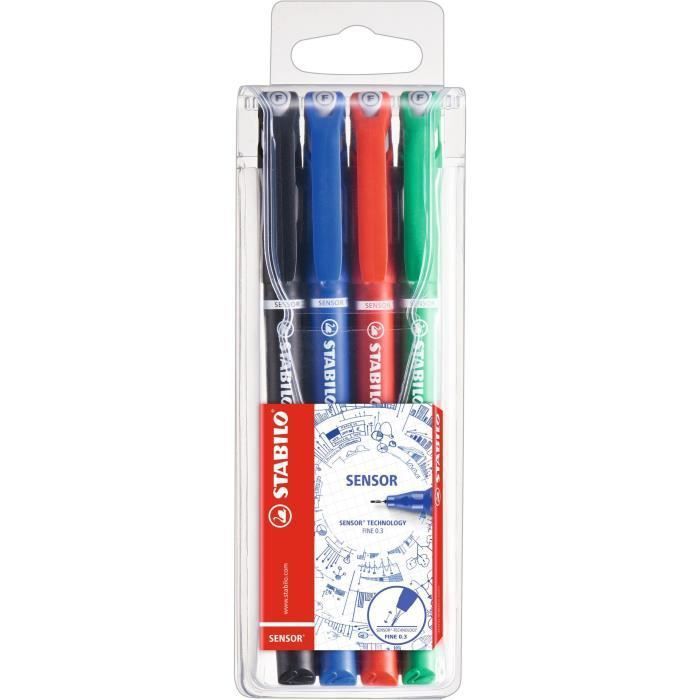 STABILO Lot de 4 feutres à pointe extra-fine baguée sensor (Import Allemagne)