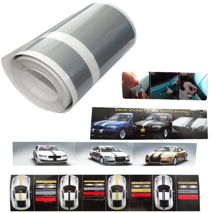 Aerzetix C17014 Bande film sticker de toit capot coffre centre adhésif