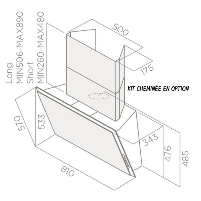 Hotte cuisine Elica murale ELLE verre blanc 801