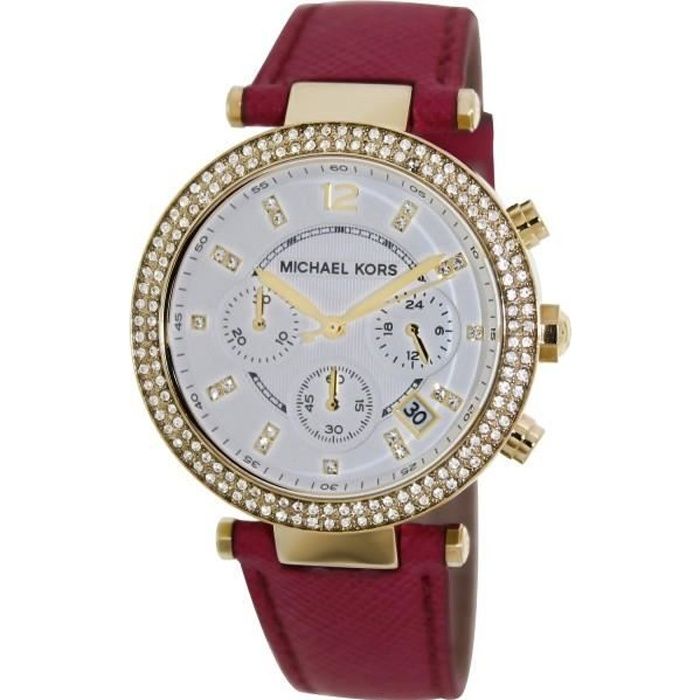 Mk2389 michael kors montre cuir blanc