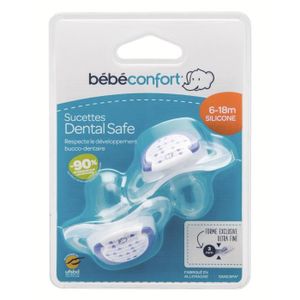 BEBE CONFORT Sucette Dental Safe 6-18 mois x2 - Silicone - Bleu Little Valleys