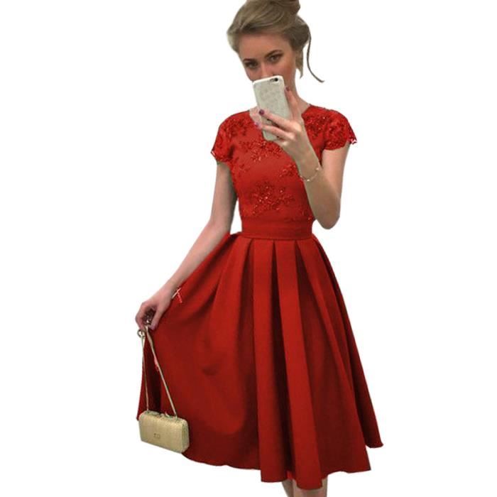 Femme Cocktail Col Rond Manches Crochet Courtes Swing Dentelle Soirée Party Dos Florale Minetom Elegant Vintage Nu Dress Robe De mn0vwON8