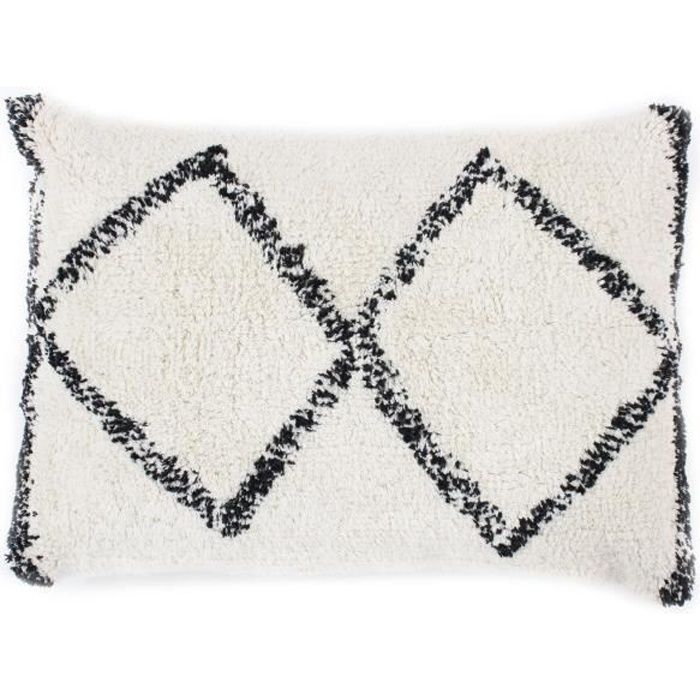 Coussin berbère Box - 30 x 50 cm - Beige et noir