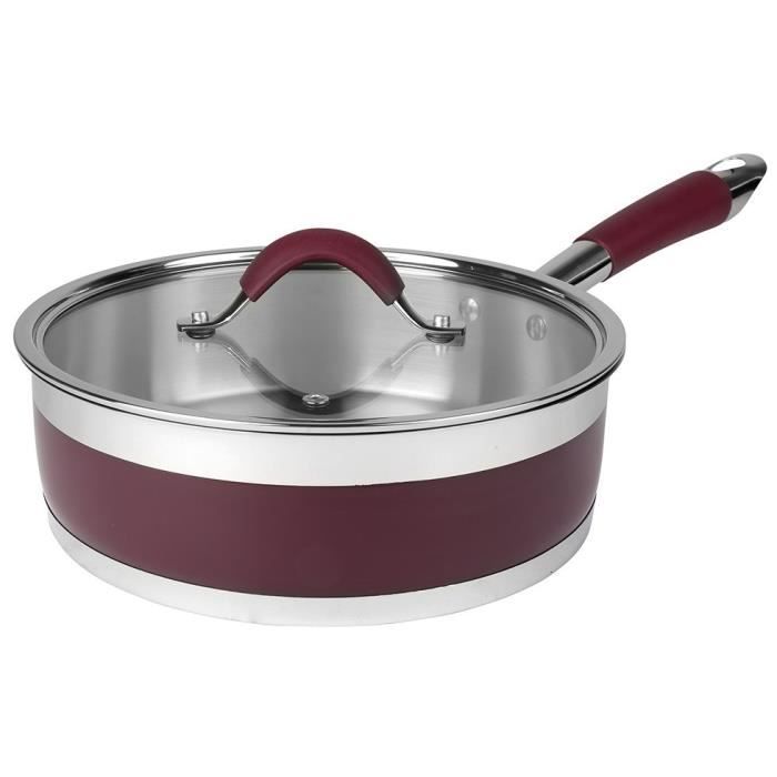 SITRAM Sauteuse Charleston en inox - Ø 24 x H 4,5 cm - Violet prune et mat - Tous feux dont induction