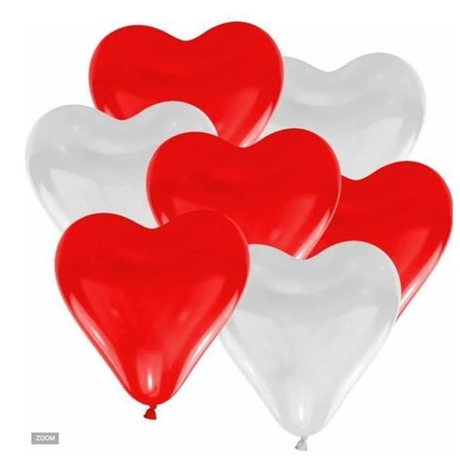 Lot De 50 Ballon Coeur Mix Blanc Et Rouge Melangé Baudruche Latex Ballon DÉcoratif Lot De 50 Coeur Mix Blanc Et Rouge Melangé