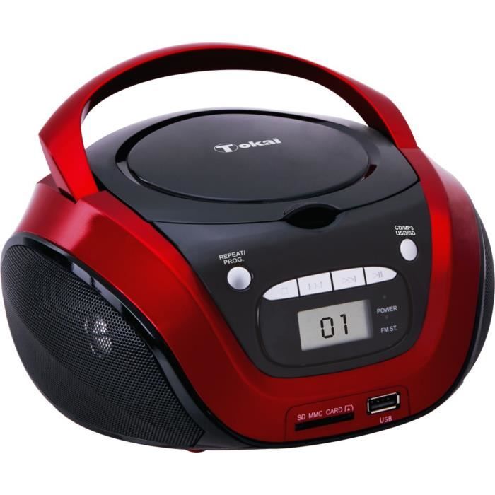 TOKAI TB208K Radio CD MP3/USB Noir et Rouge