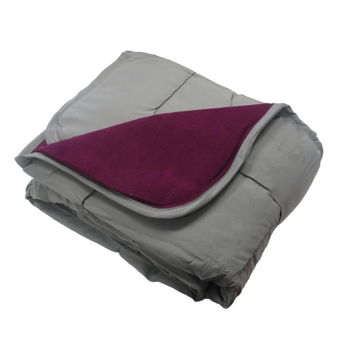Edredon Calgary - 90 x 150 cm - Bicolore argent et prune