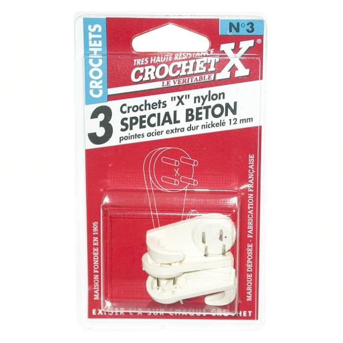 Crochet béton nylon - n°2 - lot de 4