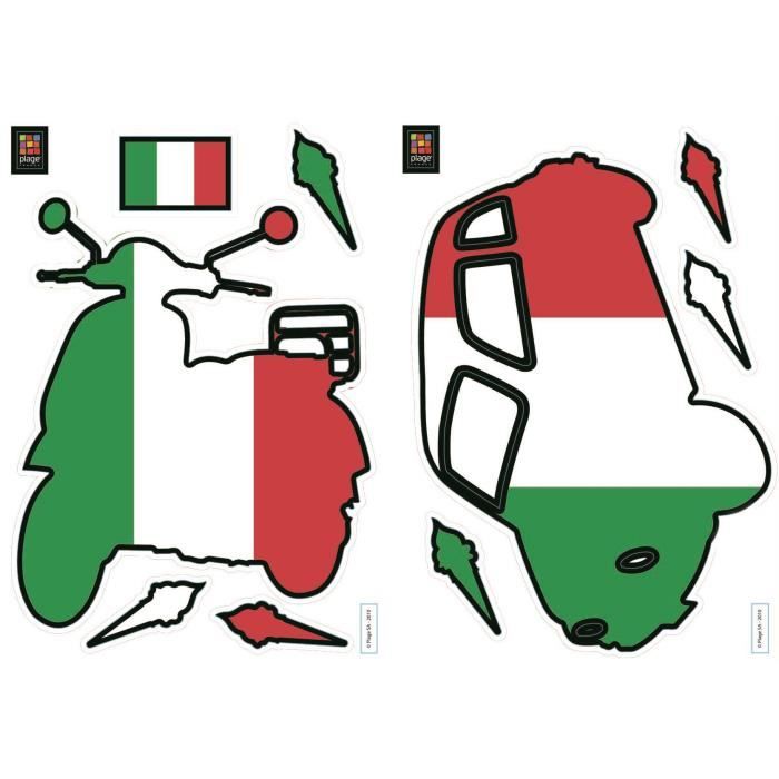 PLAGE Stickers adhésif mural Taille S - Italia !2 planches 29,7 x 21 cm, divers motifs