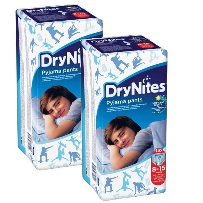 HUGGIES Lot de 2 DryNites Boy - 8-15 ans - De 27 à 57kg - 13 couches
