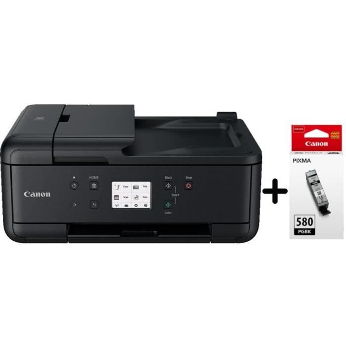 CANON Imprimante jet d'encre Pixma TR7550 Multifonction 4 en 1 Noire - WiFi - Couleur + Cartouche d'encre PGI 580 Noir