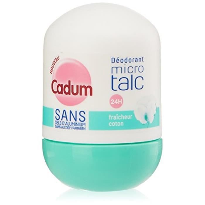 CADUM Déodorant pour femme micro-talc bille fraîcheur coton - 50 ml