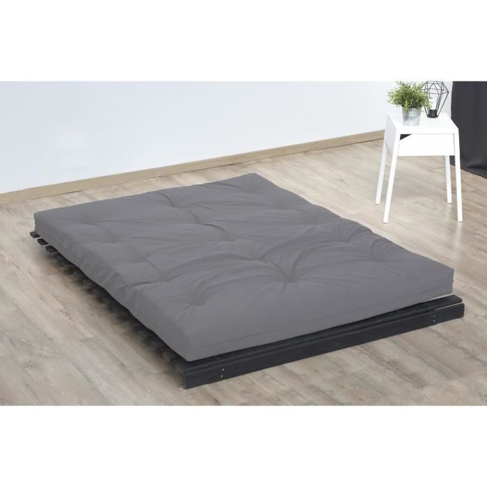 Matelas 140 x 190 - Futon - 15 cm - Ferme et Equilibré - Taupe
