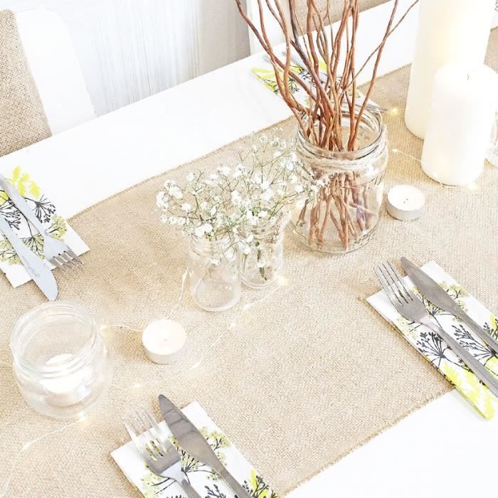 Lot de 10 Chemin de table toile de jute naturelle Mariage ...