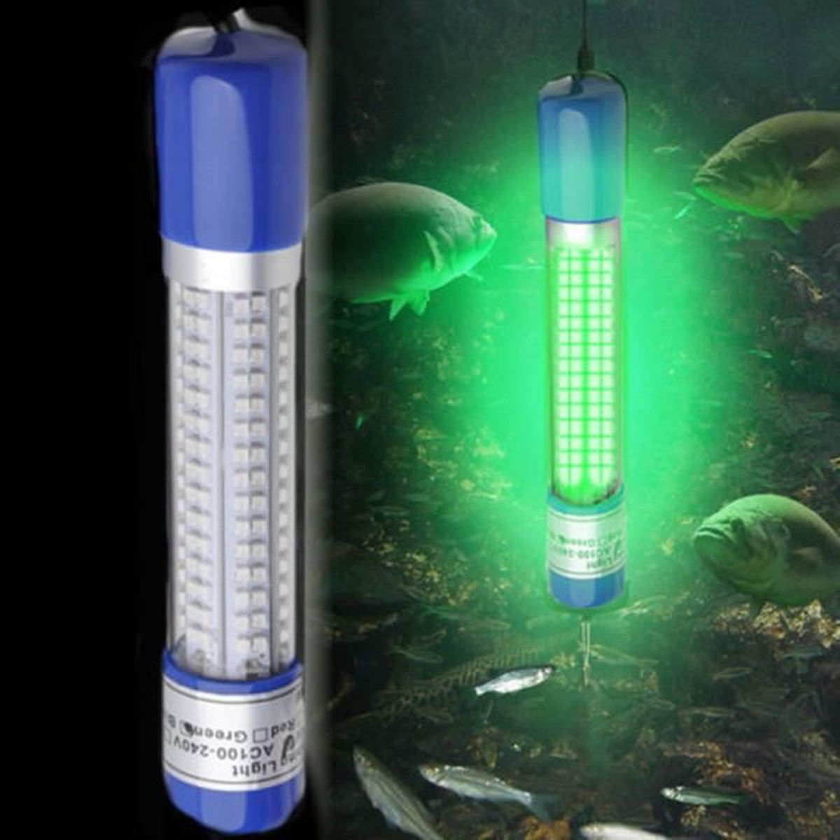 Lampe De Pêche LED Submersible Verte 110V/12V - Super Brillante, Attire Les Poissons