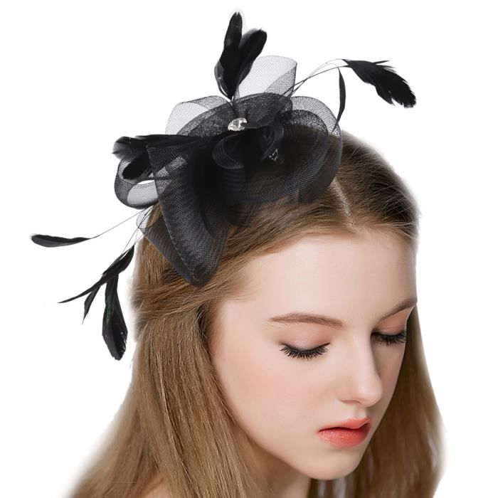 CASQUETTE chapeau ceremonie noir, accessoire pour cheveux ma