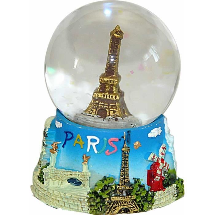 Boule De Neige Paris Tour Eiffel Monuments 3D - 11cm Ivoire Avec Sacré-Cœur