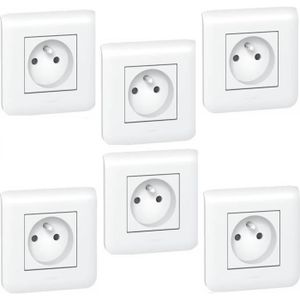LEGRAND Lot de 6 prises de courant Mosaic avec terre avec plaque blanc
