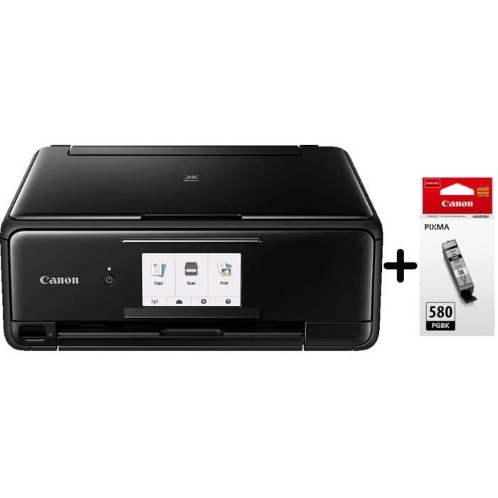CANON Imprimante jet d'encre Pixma TS8150 Multifonction 3 en 1 Noire - WiFi - Couleur - A4 + Cartouche d'encre PGI 580 Noir