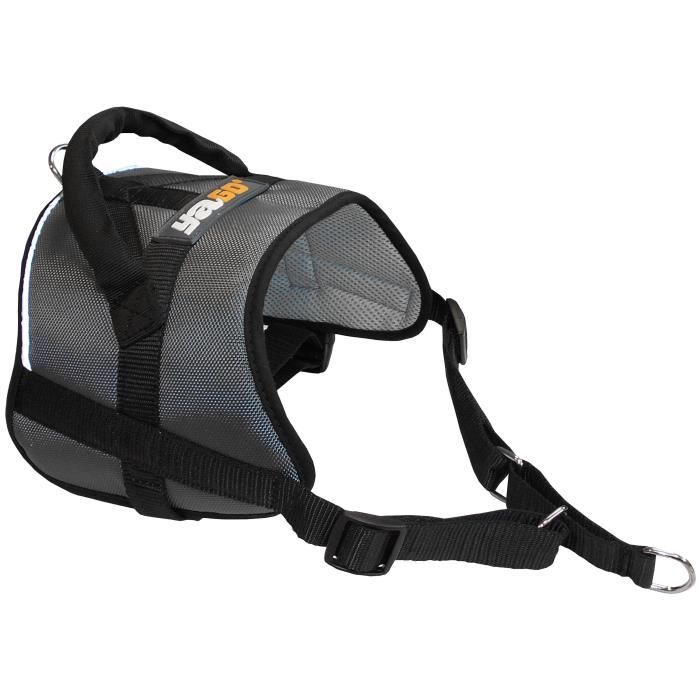 YAGO Harnais Anti-traction Education Chien, Couleur Gris, Taille M 69-80 cm, Bandes Réflechissantes, Confort maximal