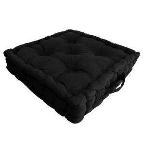 COUSSIN - MATELAS DE SOL Coussin de sol 100% coton 40x40x9 cm NOIR