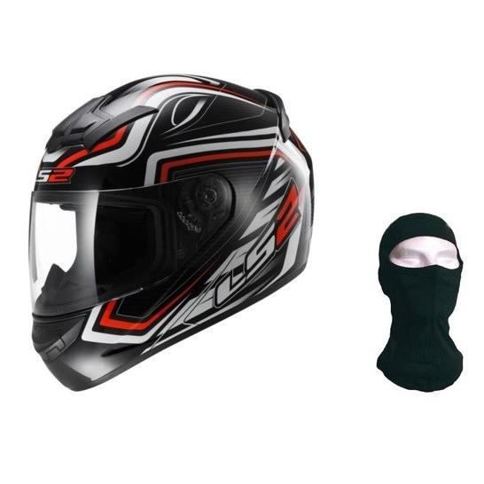 LS2 Casque Intégral Rookie Ranger + Cagoule - Noir Rouge