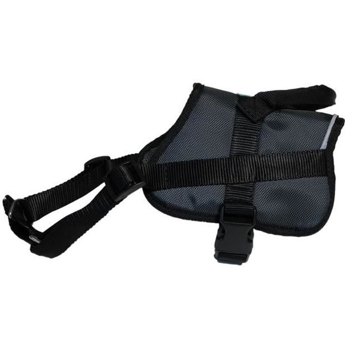YAGO Harnais Anti-traction Education du Chien, Couleur Gris, Taille L 80-105 cm, Bandes Réfléchissantes, Confort maximal