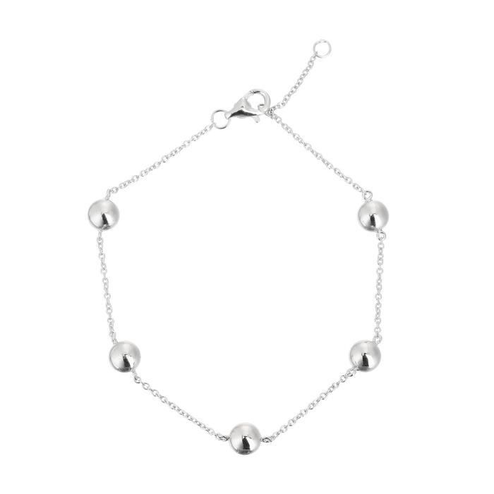 MONPLAISIR Bracelet Argent Fin 925/1000 Cinq Boules