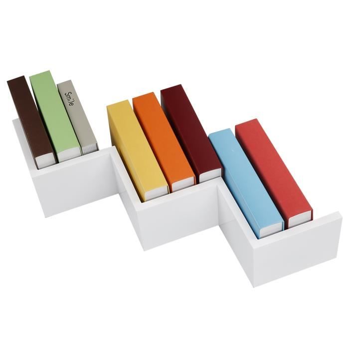 étagère Murale Escalier Zig Zag Blanc Pour Des Livres Cds Ou Déco