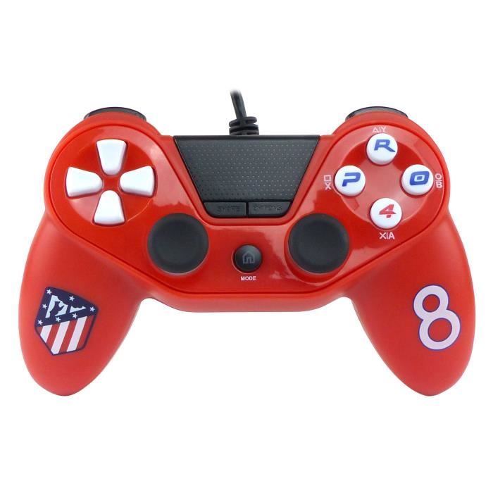 Manette filaire Pro4 rouge Atletico Madrid pour PS4, PS3 et PC