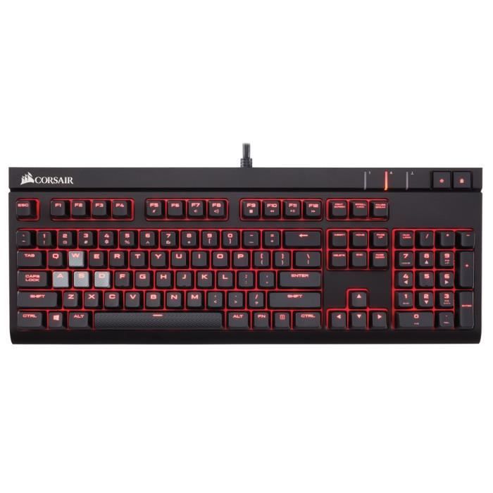 CORSAIR Clavier Gamer Mécanique STRAFE Cherry MX Red, rétroéclairage rouge (CH-9000088-FR)