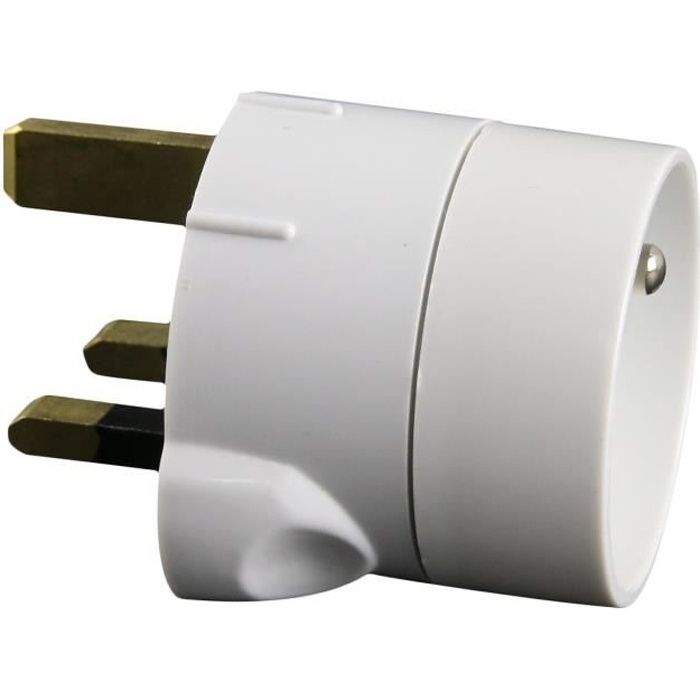 ZENITECH 240096 Adaptateur electrique fiche France vers UK blanc