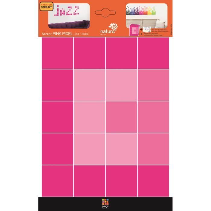 PLAGE Stickers adhésif mural Taille S - Pink pixel2 planches 29,7 x 21 cm, divers motifs