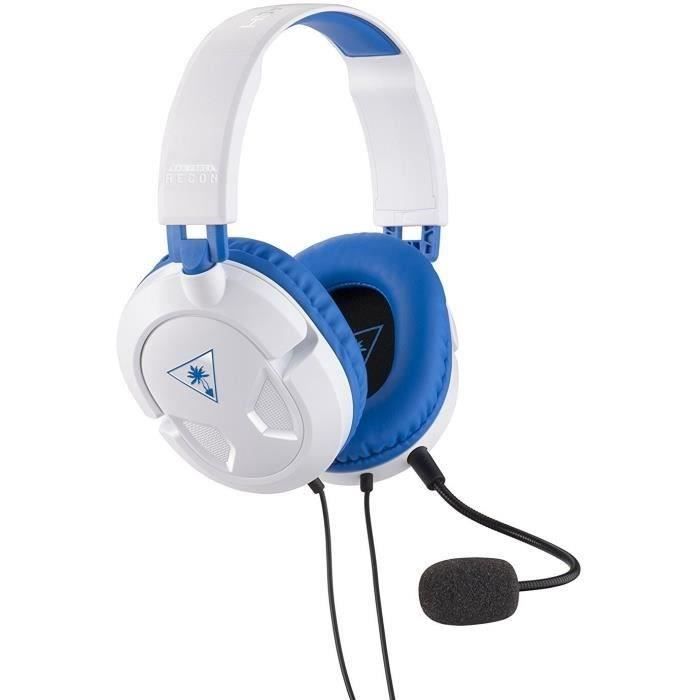 Turtle Beach Micro-Casque Gamer RECON 60P - Filaire - Écouteurs de 40 mm - Blanc - PS4 / PS3