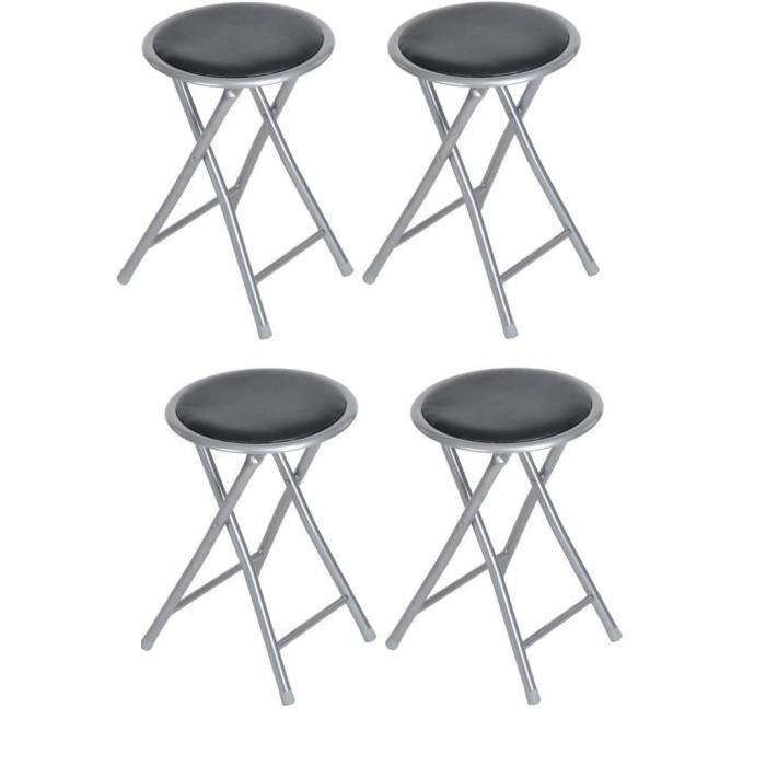 HEAVEN Lot de 4 Tabouret pliant - Métal noir - L 30 x P 45 cm