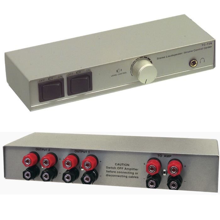 VALUELINE SPPROFSWITCH-1 Switch - Commutateur haut-parleur 2x - 4x banana femelle - Argent