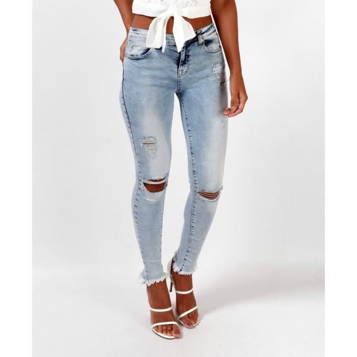 jean a trou femme taille haute