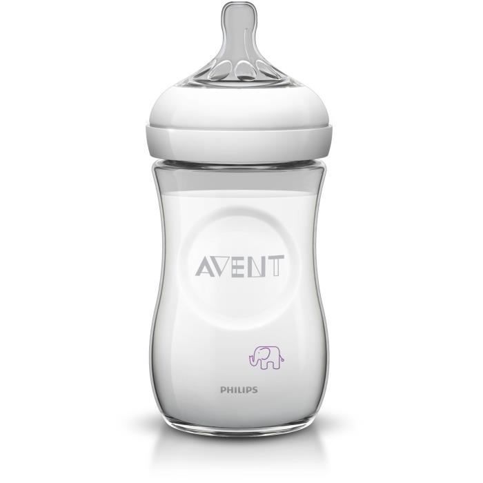 PHILIPS AVENT Biberon 260 ml PP éléphant Natural Fille SCF628/17