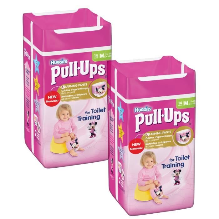 Lot de 2 HUGGIES Pull-Ups Girl Taille 5 - De 11 à 18kg - 14 couches