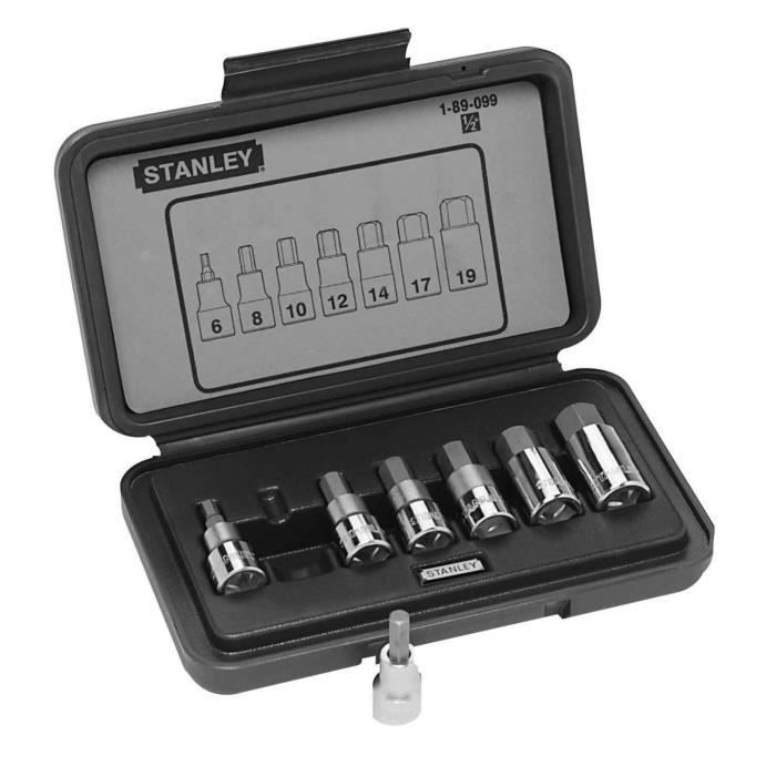 STANLEY Coffret 7 douilles 6 pans 1/2\