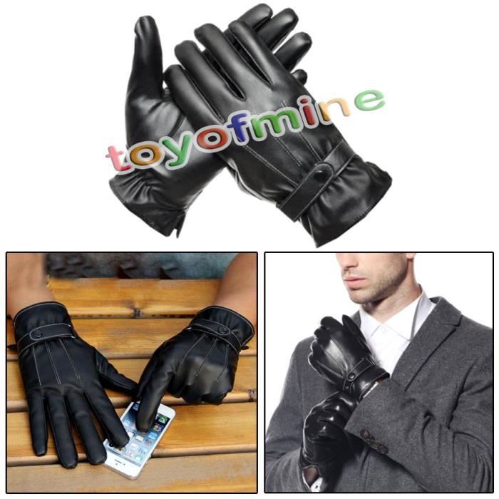 Gants Homme en Faux cuir Noir Hiver Chaud - Achat / Vente ...