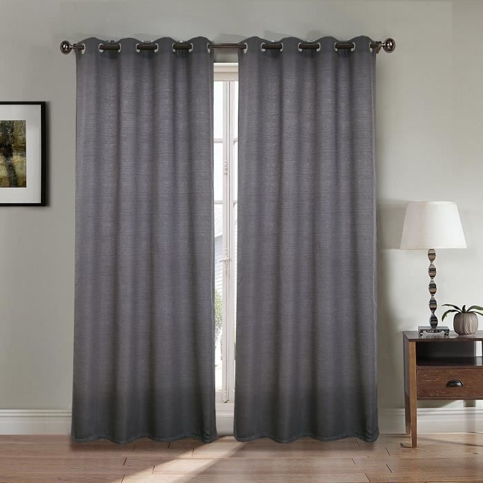 Paire double rideaux 140x260 cm Gris - Achat / Vente rideau - Cdiscount Paire double rideaux 140x260 cm Gris - Achat / Vente rideau - Cdiscount